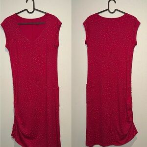 Toad&Co Muse Midi Dress Side Drawcord Gather, Side Pocket, Organic Cotton/Modal